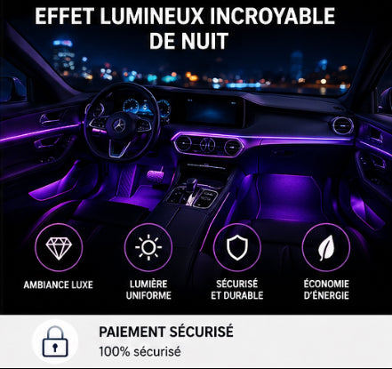 Kit LED Ambiance Voiture RGB – 64 Couleurs (Effet Luxe)