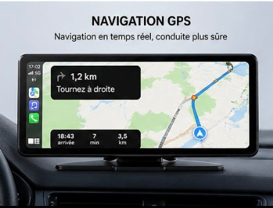 Écran CarPlay sans fil pour voiture – Android Auto & Apple CarPlay intégré