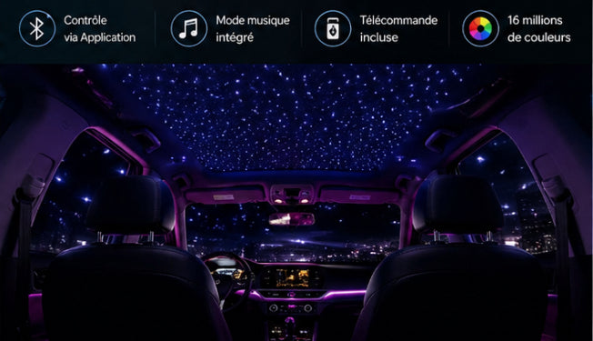 Kit ciel étoilé LED fibre optique 6W pour voiture avec contrôle musique