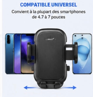 Support Téléphone Voiture 360° – Fixation Ventouse Ultra Stable (Tableau de Bord & Pare-Brise).