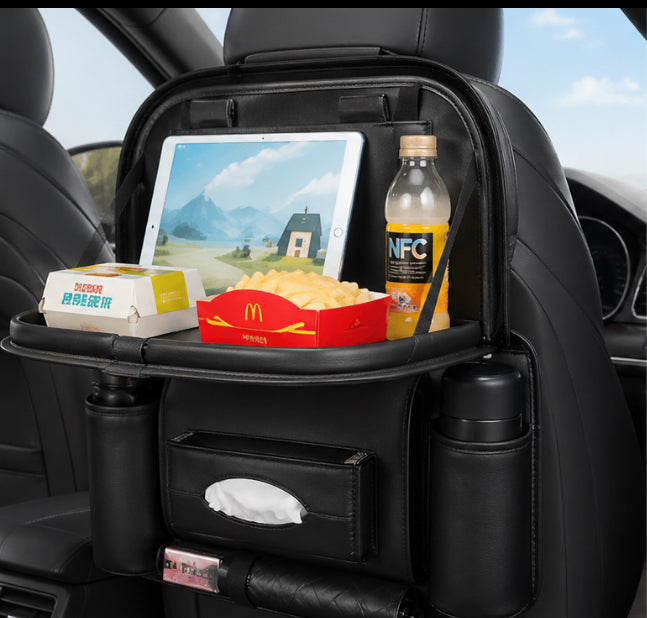 Organisateur de siège voiture 8 en 1 avec plateau pliable – rangement multifonction universel