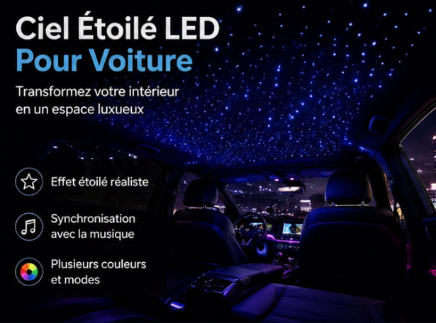 Kit ciel étoilé LED fibre optique 6W pour voiture avec contrôle musique