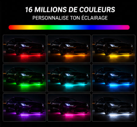 Kit LED Underglow RGB Voiture – Éclairage Néon Sous Châssis avec Télécommande