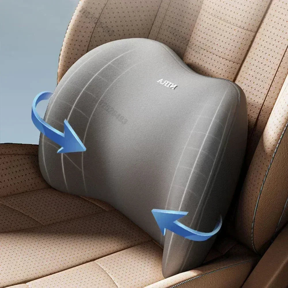 Pack Confort Posture Voiture – Coussin Lombaire & Appui-Tête en Mousse à Mémoire de Forme | Soulage les Douleurs du Dos en Conduite